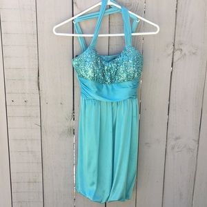 Love hearts Sequin Halter cross back dress READ